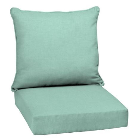 Photo 1 of Arden Selections Leala Texture 24 in. x 24 in. 2-Piece Deep Seating Outdoor Lounge Chair Cushion in Aqua
