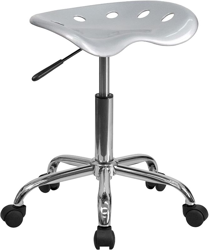 Photo 1 of  Flash Furniture Vibrant Silver Tractor Seat and Chrome Stool
