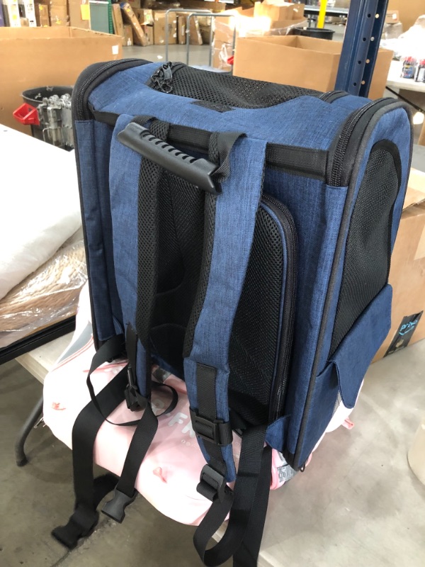 Photo 3 of *USED*
*zipper is damaged, SEE last picture* 
Pecute Pet Carrier Backpack, Cat Backpack Carrier, Expandable with Breathable Mesh for Small Dogs Cats, Dog Backpack Bag for Hiking Travel Camping Hold Pets Up to 18 Lbs

