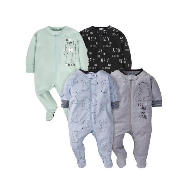 Photo 1 of *MISSING 1 pair of pajamas* 
Gerber Baby Boy Sleep 'N Play Footed Pajamas, 4-Pack, Preemie 
