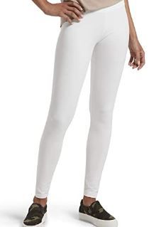 Photo 1 of HUE Women's Cotton Ultra Legging with Wide Waistband, White, M