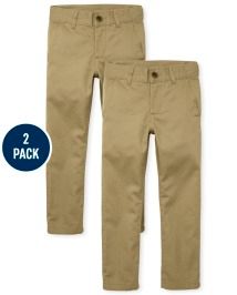 Photo 1 of Boys Uniform Skinny Chino Pants 2-Pack - Flax, 16
