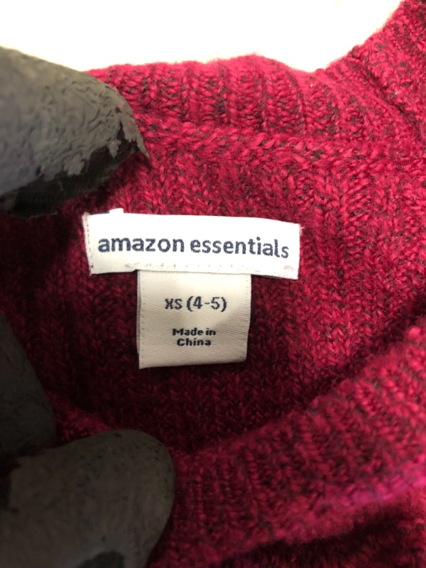 Photo 3 of Amazon Essentials Girls' Soft Touch Ruffle Sweater, XS (4-5), Berry
