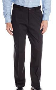 Photo 1 of Haggar Men's Big & Tall Premium No Iron Khaki Classic Fit Expandable Waist Flat Front Pant, Black, 44W x 36L