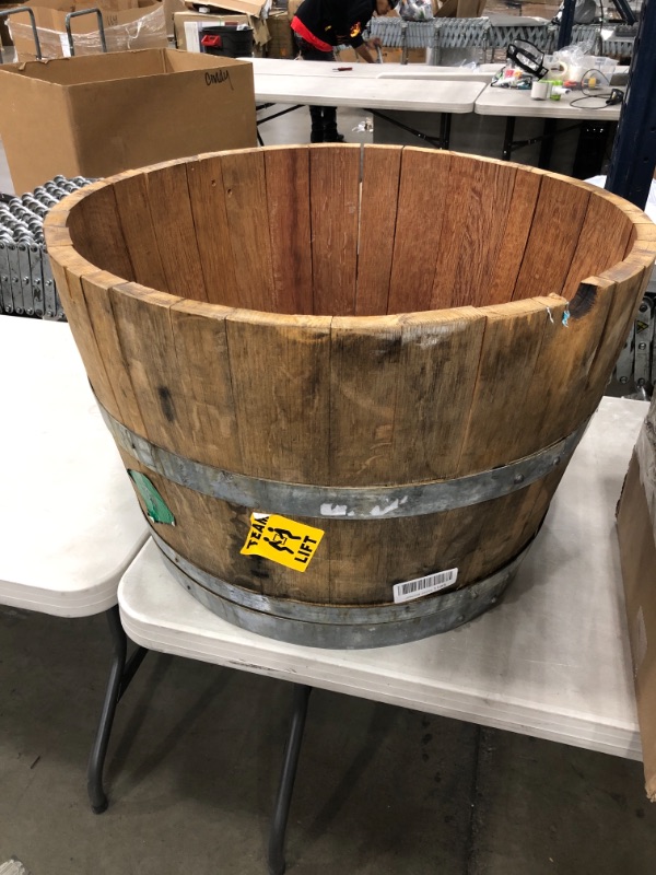 Photo 2 of  Tight Half Wine Barrel Planter, 26" x 18" x 26"