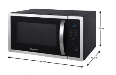 Photo 1 of *SEE last picture for damage*
Magic Chef 1.6 cu. ft. Countertop Microwave in Stainless steel with Gray Cavity