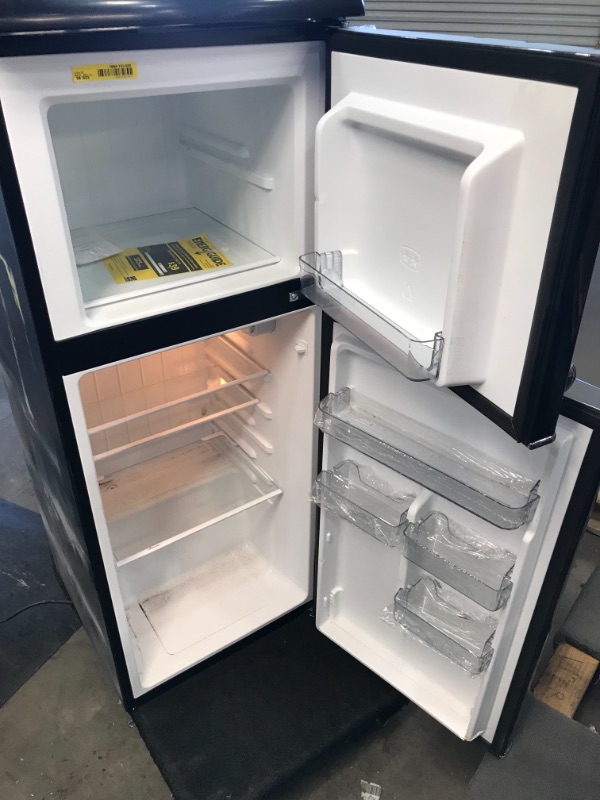 Photo 3 of *USED*
*item needs cleaned inside and outside* 
Galanz 4.6 cu. ft. Retro Mini Fridge with Dual Door True Freezer in Black