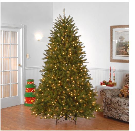 Photo 1 of 9 ft. Dunhill Fir Artificial Christmas Tree with Dual Color LED Lights
