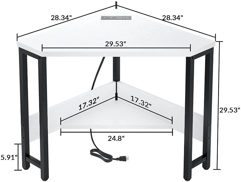 Photo 1 of *SEE last picture for damage*
Armocity Corner Desk Small Desk with Outlets Corner Table for Small Space, Corner Computer Desk with USB Ports Triangle Desk with Storage for Home Office, Workstation, Living Room, Bedroom, White
