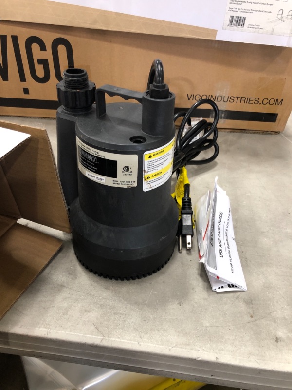 Photo 2 of Everbilt 1/6 HP Plastic Submersible Utility Pump