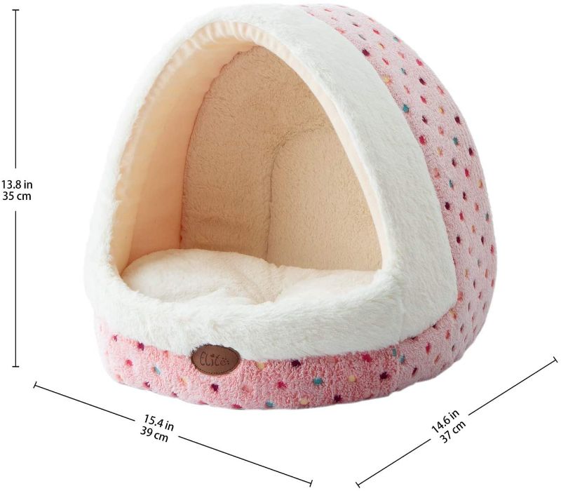 Photo 1 of *USED*
Tofern Colorful Dots Patterns Striped Cute Pet Fleece Bed Puppy Small Medium Dog Cat Sleeping Igloo House Non-Slip Warm Washable, Pink