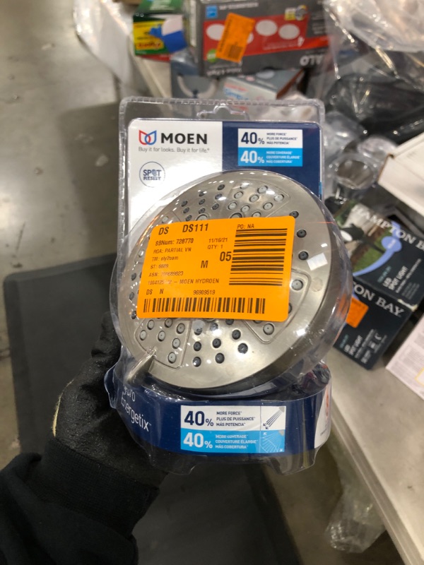 Photo 2 of *shower head ONLY*
MOEN HydroEnergetix 8-Spray Patterns with 1.75 GPM 4.75 in. Single Wall Mount Fixed Shower Head in Spot Resist Brushed Nickel