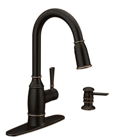 Photo 1 of *USED*
*MISSING soap dispenser and plate piece* 
MOEN Noell Single-Handle Pull-Down Sprayer Kitchen Faucet with Reflex, Soap Dispenser and Power Clean in Mediterranean Bronze