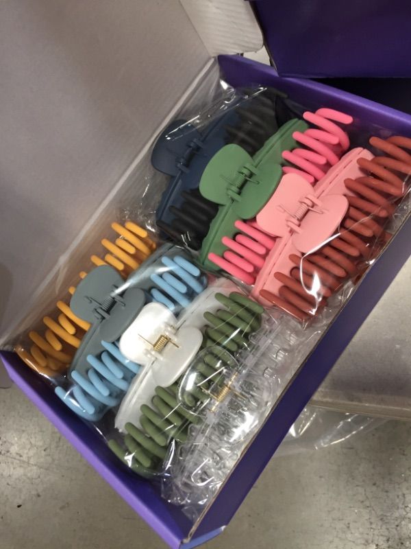 Photo 2 of 12 Pack Hair Claw Clips Stylish Hair Clips Barrettes with 12 Colors Hair Claw Clips
