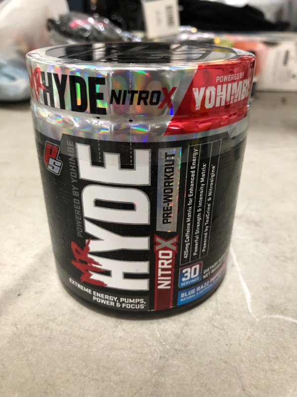 Photo 1 of ProSupps Mr. Hyde Xtreme (Former NitroX) Pre-Workout Powder Energy Drink - Intense Sustained Energy, Pumps & Focus with Beta Alanine, Creatine & Nitrosigine, (30 Servings, Blue Razz Blitz) EXPIRES 9/2022 

