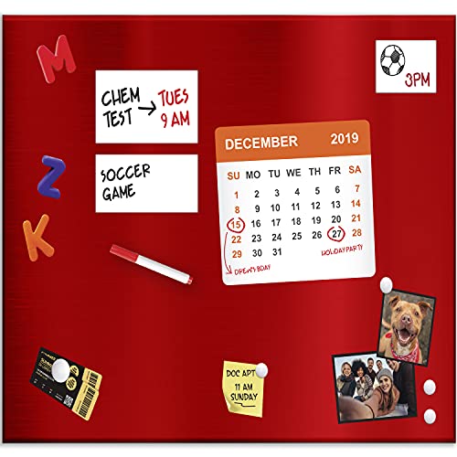 Photo 1 of Essentially Yours Extra Large 30 X 28 X 0.7 Inch Magnet and Message Board | Mountable Steel Bulletin Board, 2 Magnetic Dry Erase Pads Included (Red)
