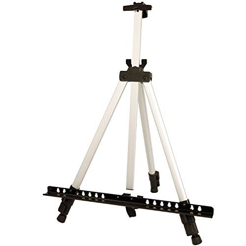 Photo 1 of 2 PACK U.S. Art Supply 66" Silver Aluminum Tripod Artist Field and Display Easel Stand - Adjustable, Holds 32" Canvas, Tabletop