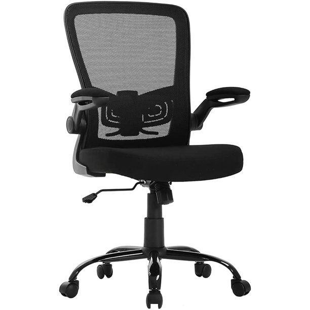 Photo 1 of Ergonomic Office Chair Desk Chair Mesh Computer Chair with Lumbar Support Flip Up Arms Swivel Rolling Adjustable Mid Back Computer Chair for Women Men Adults,Black