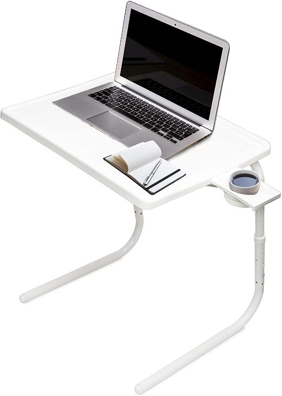 Photo 1 of Table Mate II Folding TV Tray Table and Cup Holder with 6 Height and 3 Angle Adjustments The Original TV Tray (White)
