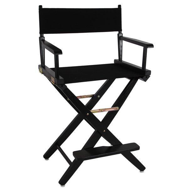 Photo 1 of "Extra-Wide Premium 24" Directors Chair Natural Frame W/Black Color Cover"
