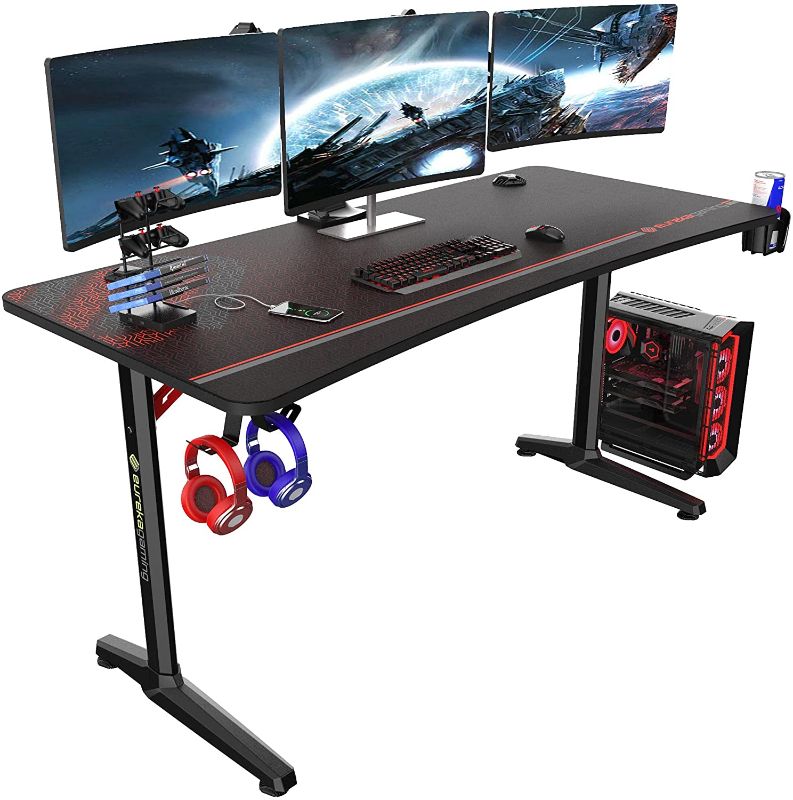 Photo 1 of EUREKA ERGONOMIC Gaming Desk 60" Home Office Computer Desk, New Polygon Legs Design, Captain Series (60 Inch, Black)