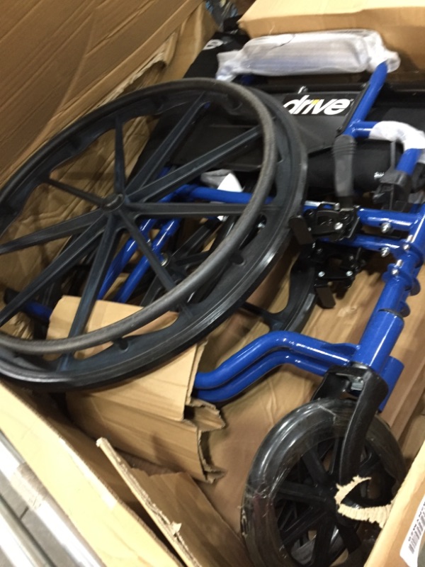 Photo 2 of Drive Medical Blue Streak Wheelchair with Flip Back Desk Arms, Elevating Leg Rests, 18 inch Seat