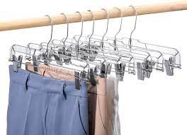 Photo 1 of HOUSE DAY Wooden Pants Hangers 25pcs 14inch Wood Skirt Hangers Trousers Bottom Hangers with Adjustable Clips, 360 Swivel Hook, Premium Solid Wood, White Color Hangers Elegant for Closet Organization
