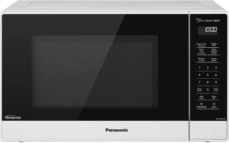 Photo 1 of **parts only** item turns off immediately after turning on. Does not work   Panasonic NN-SN65KW Microwave Oven with Inverter Technology, 1200W, 1.2 cu.ft. Small Genius Sensor One-Touch Cooking, Popcorn Button, (White)
