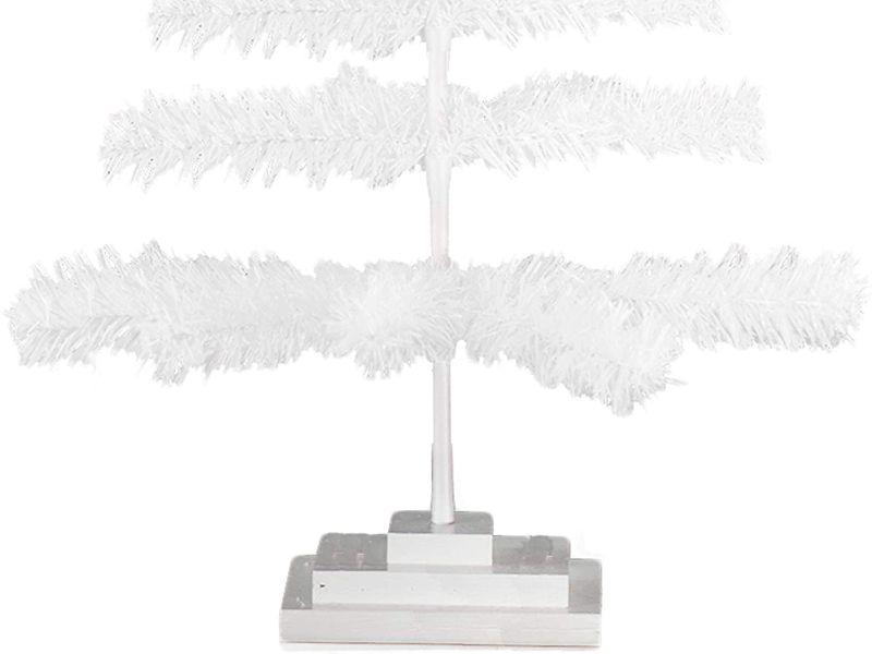 Photo 1 of 3FT Classic White Christmas Tree White Tinsel White Feather Tree Vintage Retro Tabletop Centerpiece Christmas Merchandising Retail Display Tree
