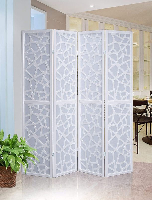 Photo 1 of 

Roundhill Furniture Giyano 4 Panel Wood Frame Screen Room Divider, 70.00 x 1.00 x 70.00 Inches, White