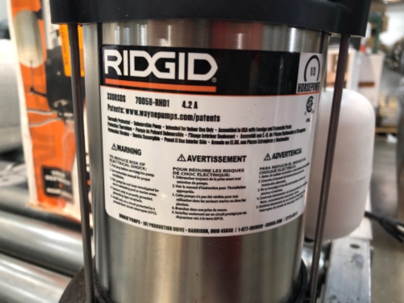 Photo 2 of 1/3 HP Stainless Steel Dual Suction Sump Pump
by
RIDGID
