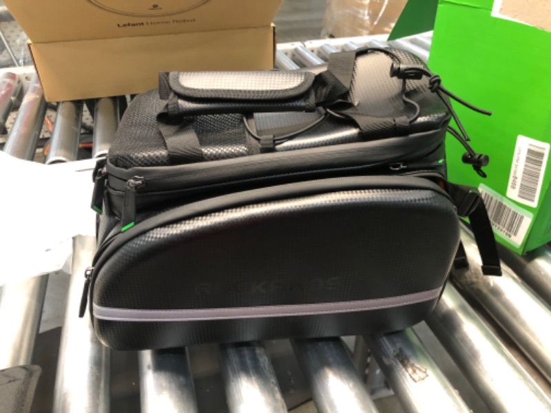 Photo 1 of ROCK BROS Bike Rack Bag Trunk Bag Waterproof Carbon Leather Bicycle Rear Seat Cargo Bag Rear Pack Trunk Pannier Handbag
