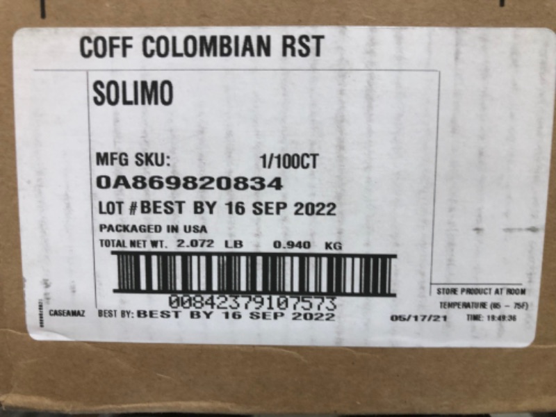 Photo 2 of Amazon Brand -. Solimo Medium Roast Coffee Pods, Colombian, Compatible with Keurig 2.0 K-Cup Brewers
EXPIRES 09/16/2022