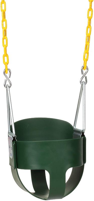 Photo 1 of Eastern Jungle Gym Heavy-Duty High Back Full Bucket Toddler Swing Seat with Coated Swing Chains Fully Assembled, Green
