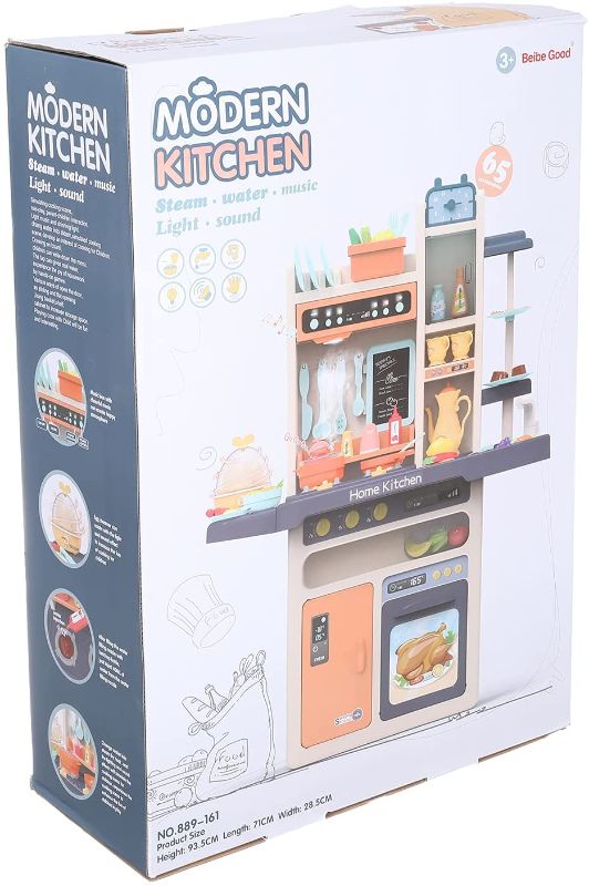 Photo 1 of Beibe Good 889-161 Modern Kitchen Playset with Light & Sound - Beige & Orange
