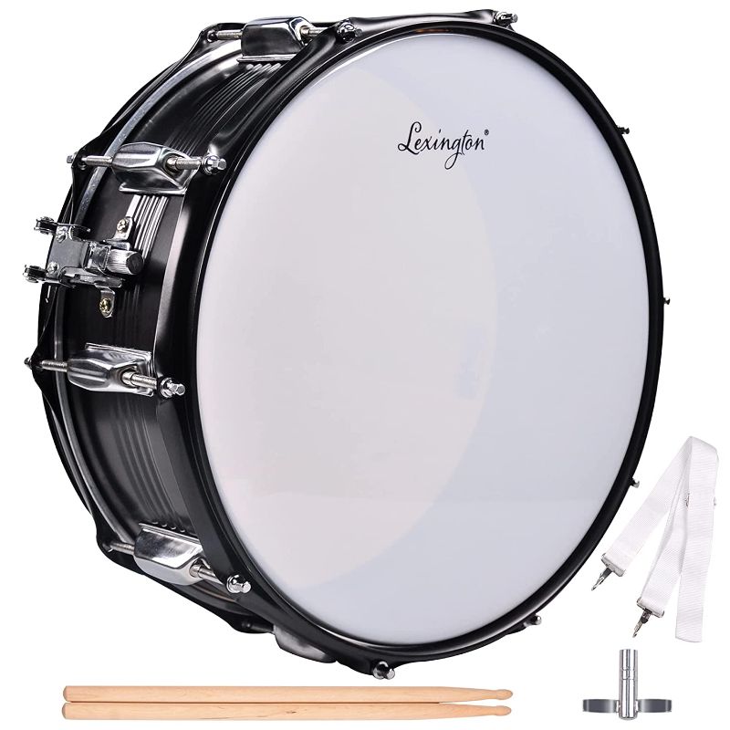 Photo 1 of Aileen Lexington Student Steel Shell Snare Drum Set 14 X 5.5, Includes Drum Key, Drumsticks and Strap
