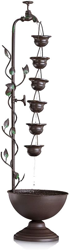 Photo 1 of Alpine Corporation 38" Tall Indoor/Outdoor Hanging 6-Cup Tiered Floor Water Fountain, Bronze
Size:10"L x 11"W x 38"H
Color:Bronze
