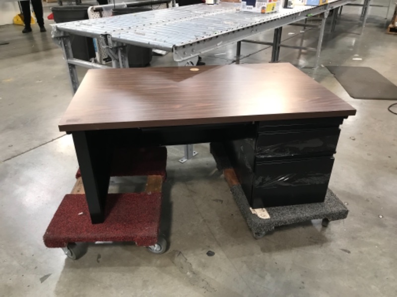 Photo 1 of 30x48 brown desk/ 2 drawers. 
(20.5 tall)