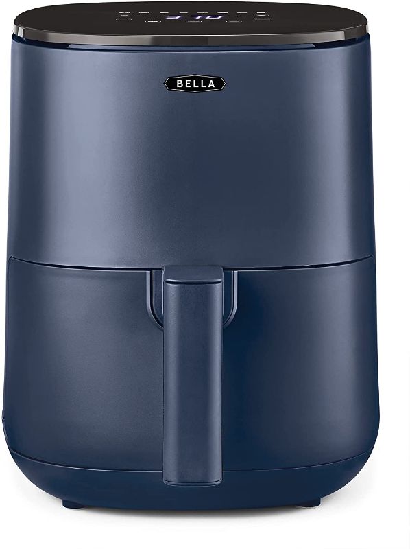 Photo 1 of BELLA 2.9QT Touchscreen Air Fryer, No Pre-Heat Needed, No-Oil Frying, Fast Healthy Evenly Cooked Meal Every Time, Dishwasher Safe Non Stick Pan and Crisping Tray for Easy Clean Up, Matte Blue
