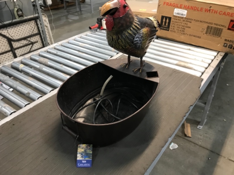 Photo 3 of Alpine Corporation 20" Tall Indoor/Outdoor Metal Rooster on a Tin Fountain
