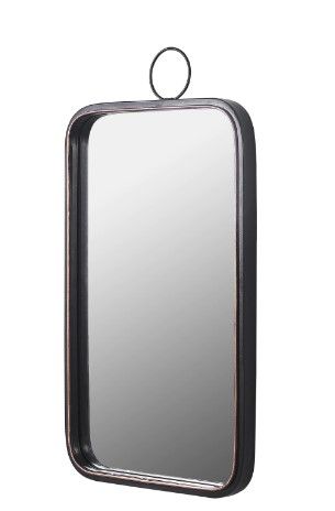 Photo 1 of Modern 22.8 in. × 12 in. Decorative Rectangle Metal and Wood Frame Black Wall Mirror