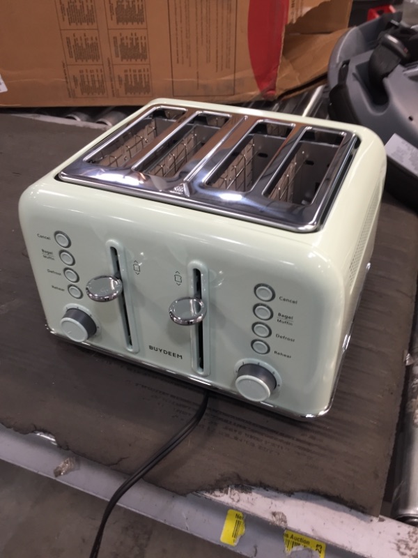 Photo 4 of BUYDEEM DT-640 4-Slice Toaster, Extra Wide Slots, Retro Stainless Steel with High Lift Lever