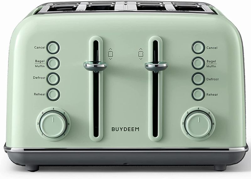 Photo 1 of BUYDEEM DT-640 4-Slice Toaster, Extra Wide Slots, Retro Stainless Steel with High Lift Lever