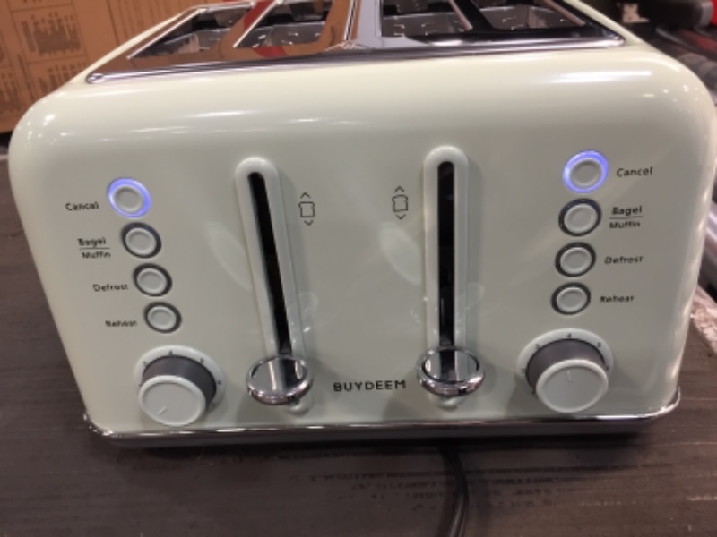 Photo 2 of BUYDEEM DT-640 4-Slice Toaster, Extra Wide Slots, Retro Stainless Steel with High Lift Lever