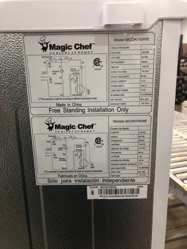 Photo 1 of Magic Chef 7.4 Cu. Ft. 2-Door Mini Fridge in White
