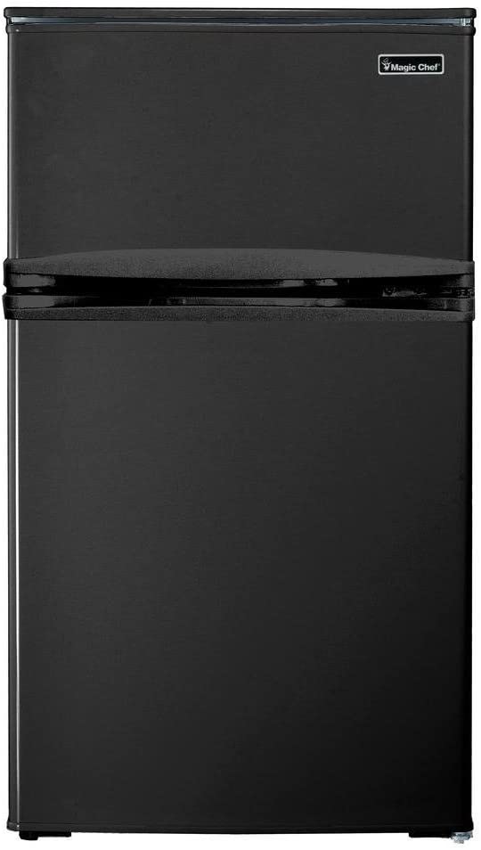 Photo 1 of Magic Chef HMDR310BE 3.1 Cu. Ft. Mini Refrigerator in Black with Can Dispenser and Removable Shelves
