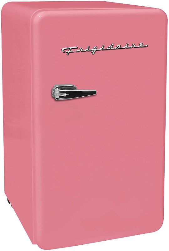 Photo 1 of FRIGIDAIRE EFR372-PINK 3.2 Cu Ft Pink Retro Compact Rounded Corner Premium Mini Fridge
