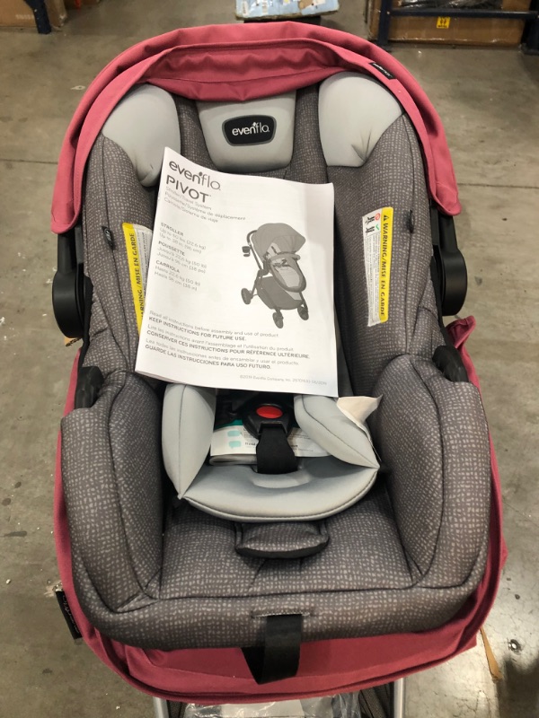 Photo 2 of Evenflo Pivot Modular Travel System with SafeMax Infant Car Seat - Dusty Rose