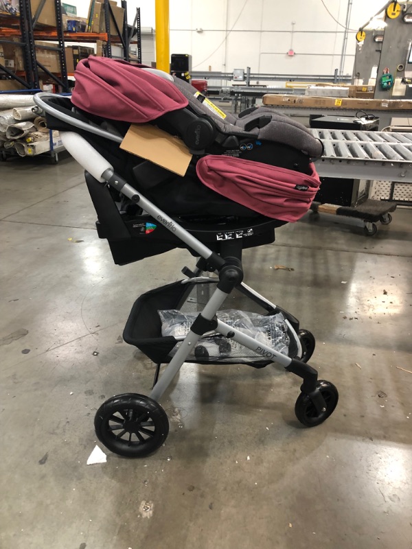 Photo 5 of Evenflo Pivot Modular Travel System with SafeMax Infant Car Seat - Dusty Rose