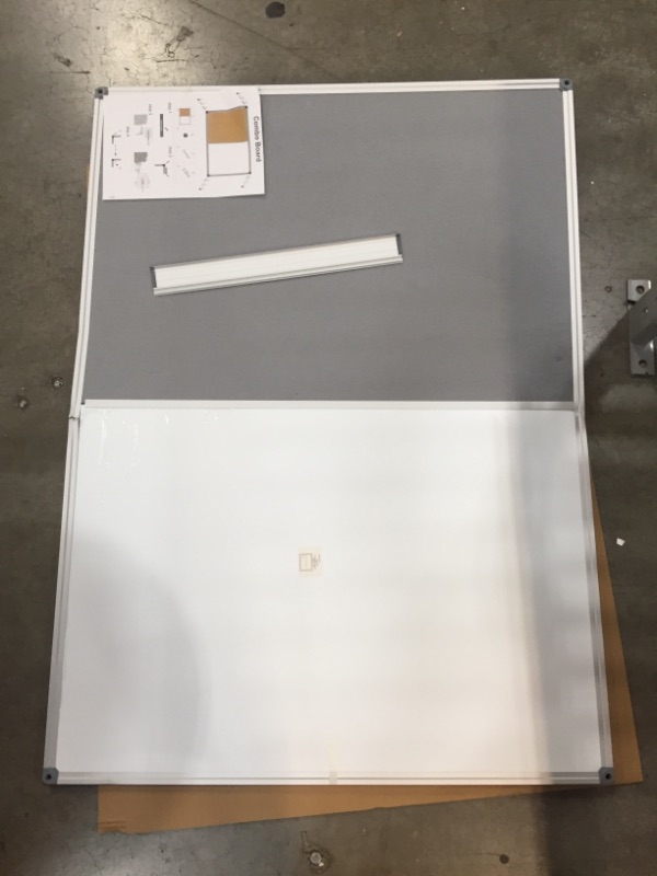 Photo 2 of *DAMAGED* DexBoard 48 x 36 Inch Large Bulletin/Dry Erase Combo Board, Magnetic Presentation Whiteboard/Bulletin Combination Board, Grey
